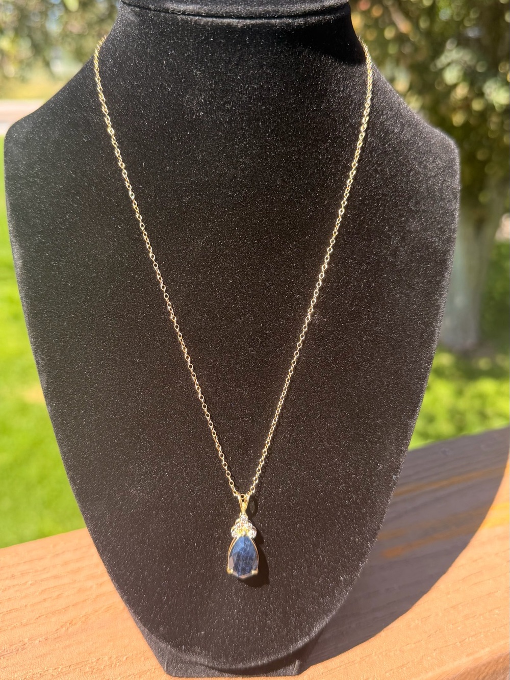 6 CTW Black Sapphire & .10 CTW Diamond 18K Gold Over Silver Necklace 18”